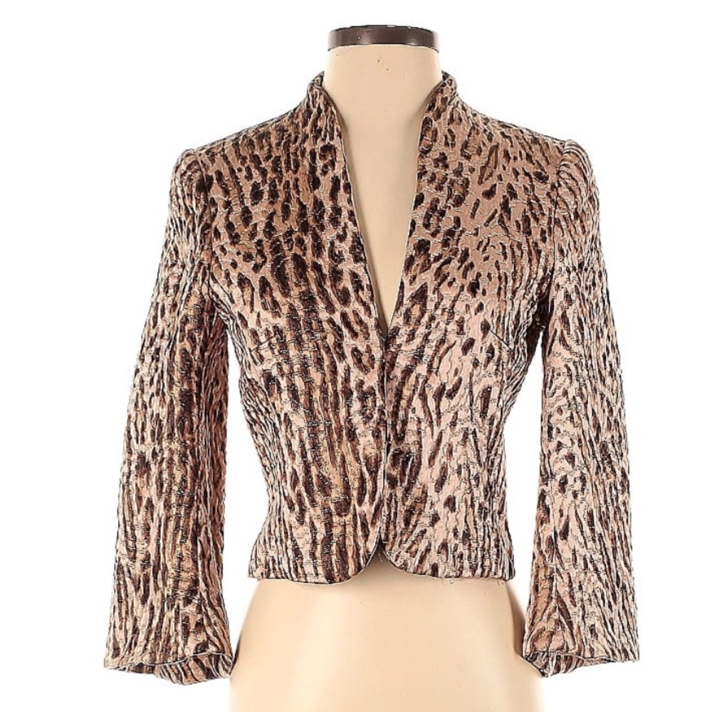 Rebecca Taylor Brown Animal Print Blazer Size 2